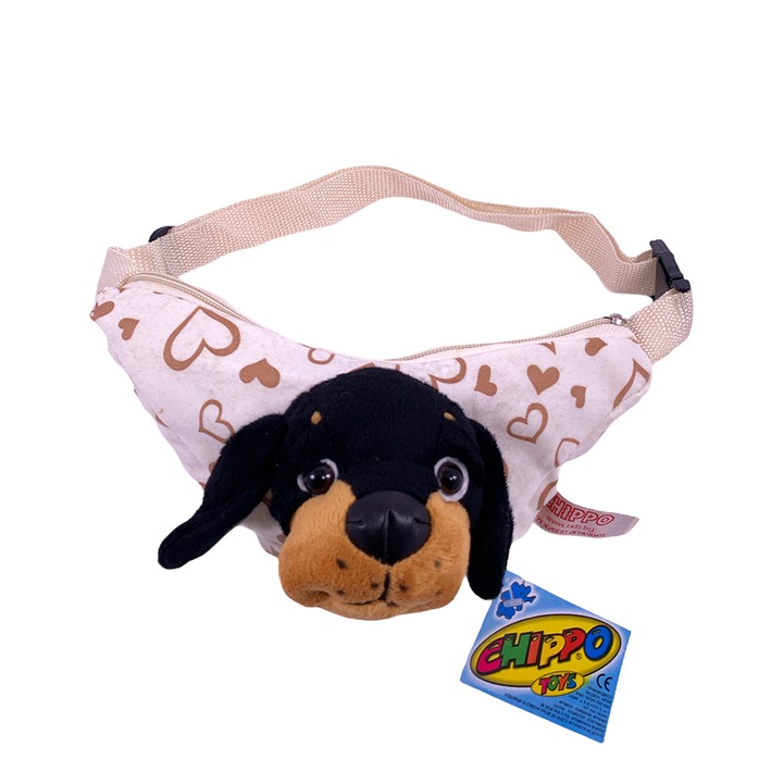 Плюшена чантичка за кръста Chippo 3118-25, Черно-Кафяво куче