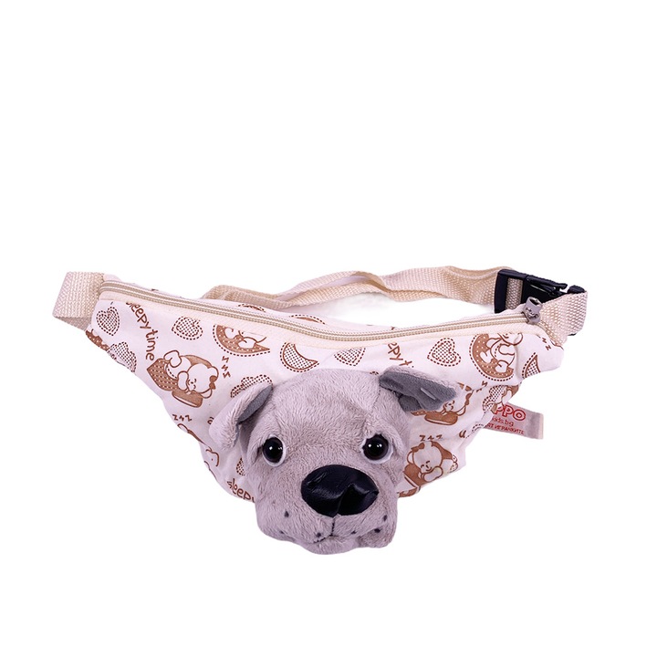 Плюшена чантичка за кръста Chippo 3118-25, Сиво куче