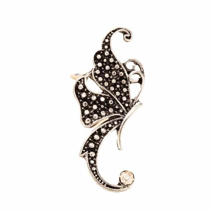 Cercel argintiu, ear cuff, forma de floare, Dino C9, Pursehuit
