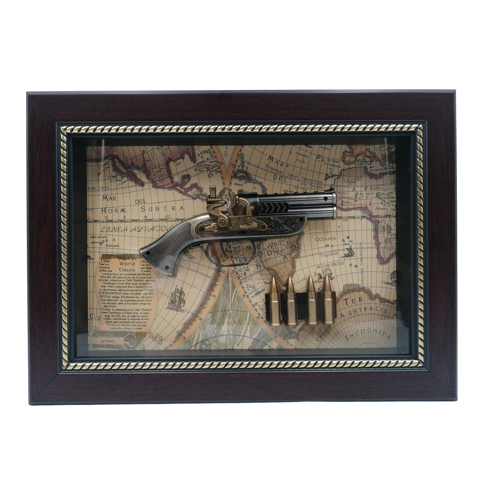 Panoplie tip tablou, Old Western, lemn, 36x26 cm, bronz