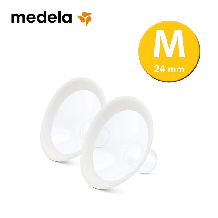 Комплект от 2 чаши за помпи за кърма Medela, Funnel Personal Fit Flex, Силикон, M, 24 мм, Прозрачен