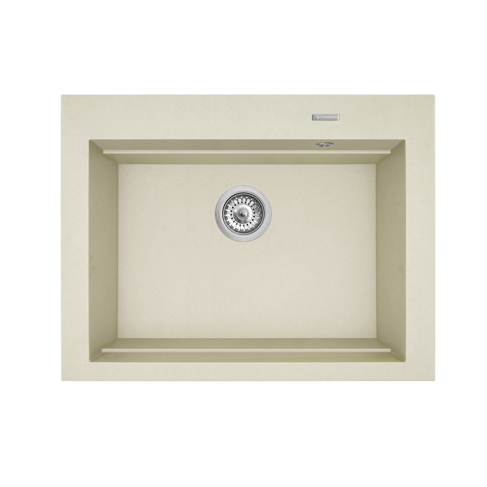 Chiuveta bucatarie Pyramis SIROS 670x515, adancime 200mm, 3 variante de montare, cuva in 2 trepte, Pyragranite wanilia