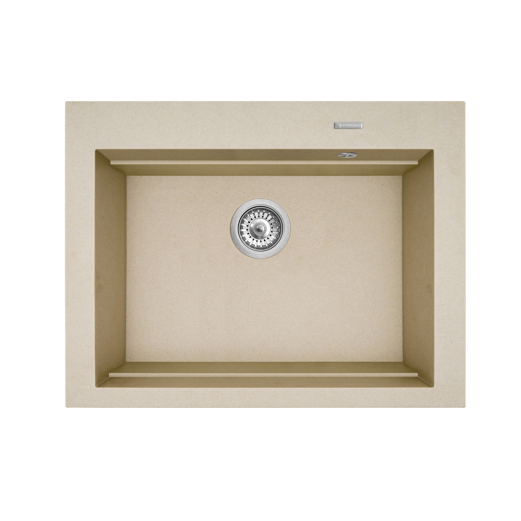 Chiuveta bucatarie Pyramis SIROS 670x515, adancime 200mm, 3 variante de montare, cuva in 2 trepte, Pyragranite sand beige