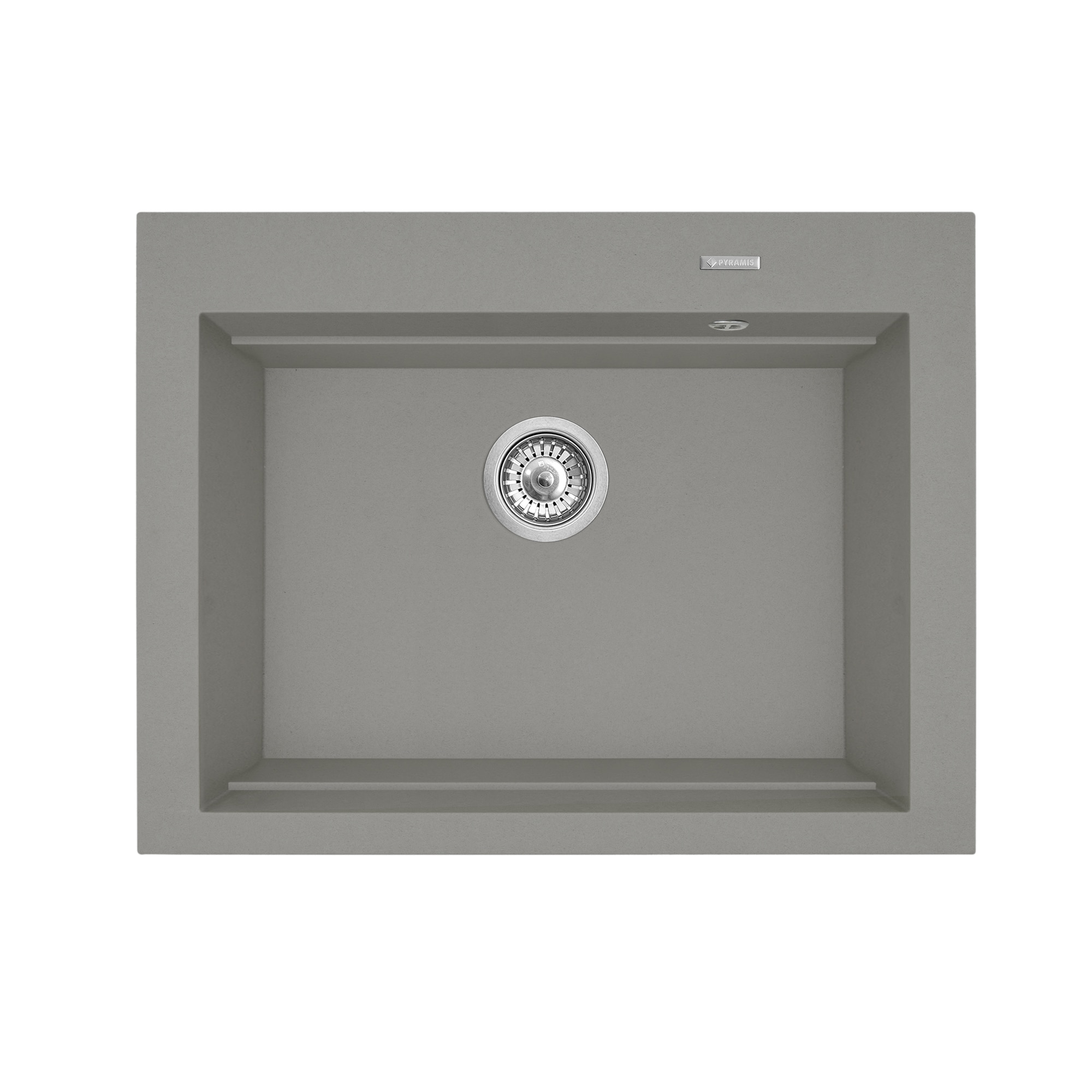 Chiuveta bucatarie Pyramis SIROS 670x515, adancime 200mm, 3 variante de montare, cuva in 2 trepte, Pyragranite industrial grey