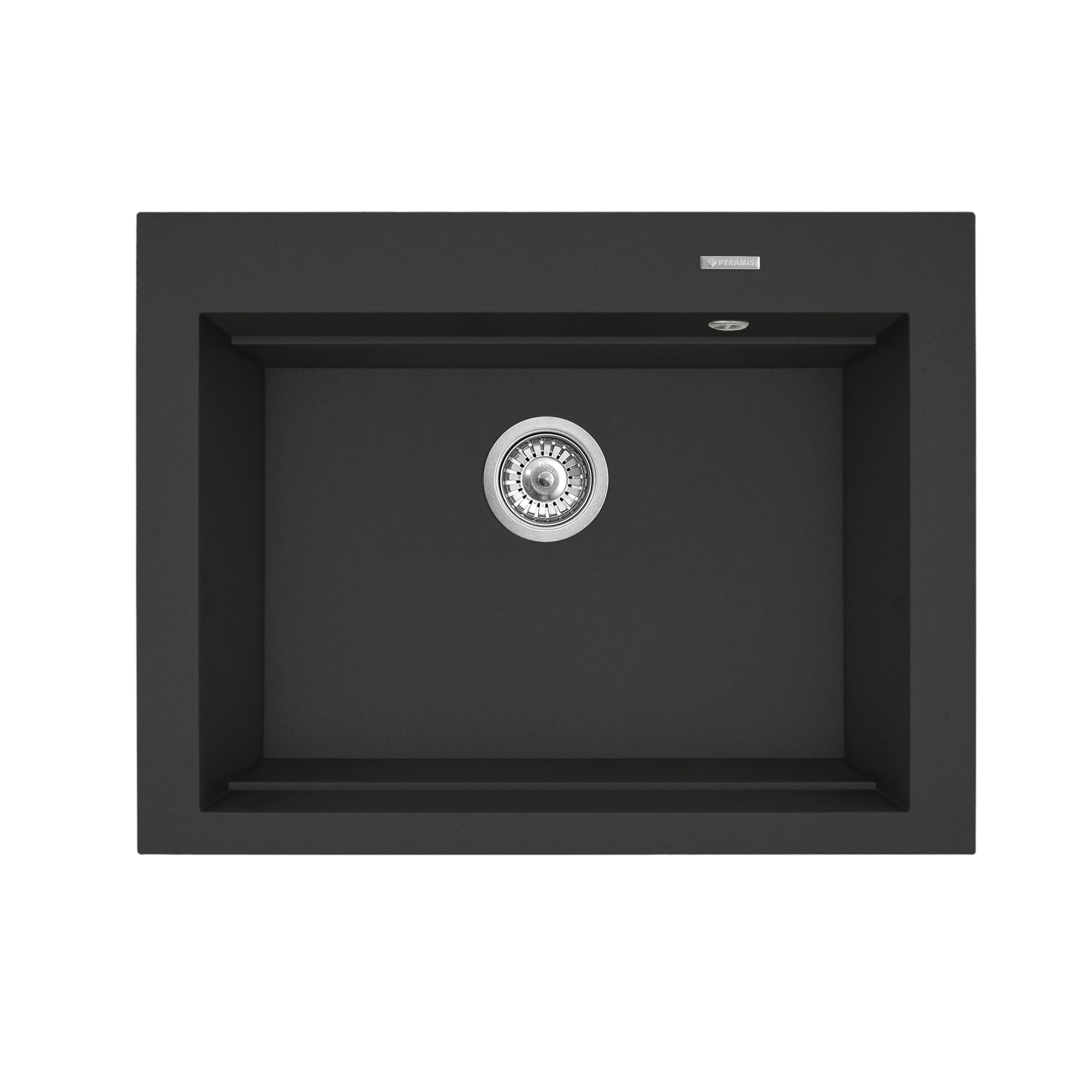 Chiuveta bucatarie Pyramis SIROS 670x515, adancime 200mm, 3 variante de montare, cuva in 2 trepte, Pyragranite carbon