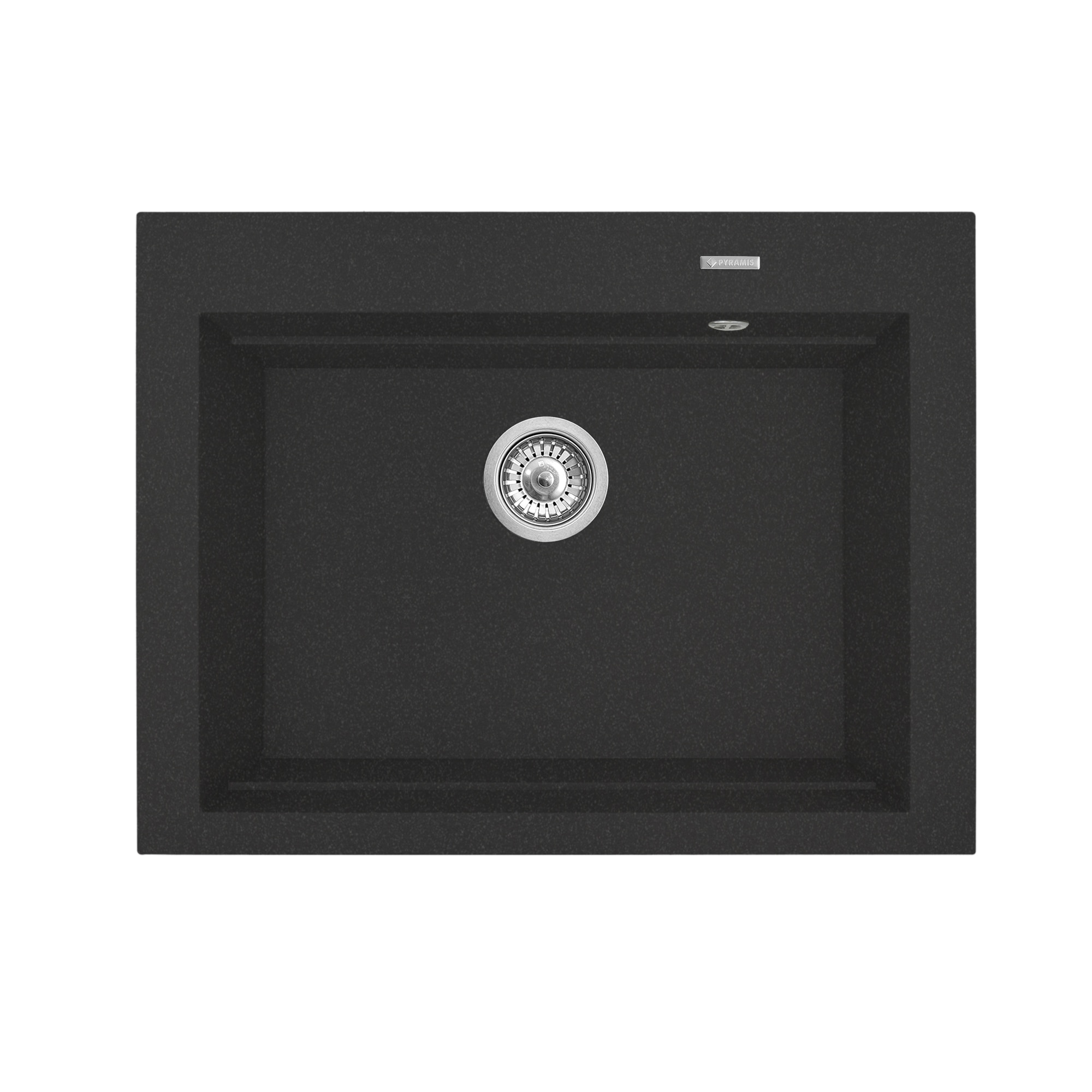 Chiuveta bucatarie Pyramis SIROS 670x515, adancime 200mm, 3 variante de montare, cuva in 2 trepte, Pyragranite black