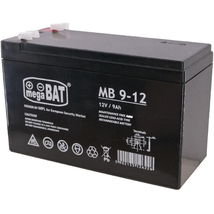 Acumulator UPS MEGABAT MB9-12 VRLA AGM, 9Ah 12V