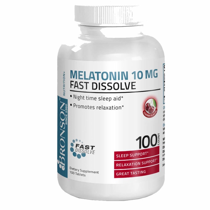Melatonina 10 mg cu gust de cirese Bronson, 100 comprimate