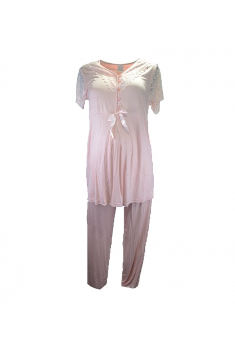 Pijama cu maneca scurta pentru gravide si alaptat Nicoletta 7340-S, Roz 59882