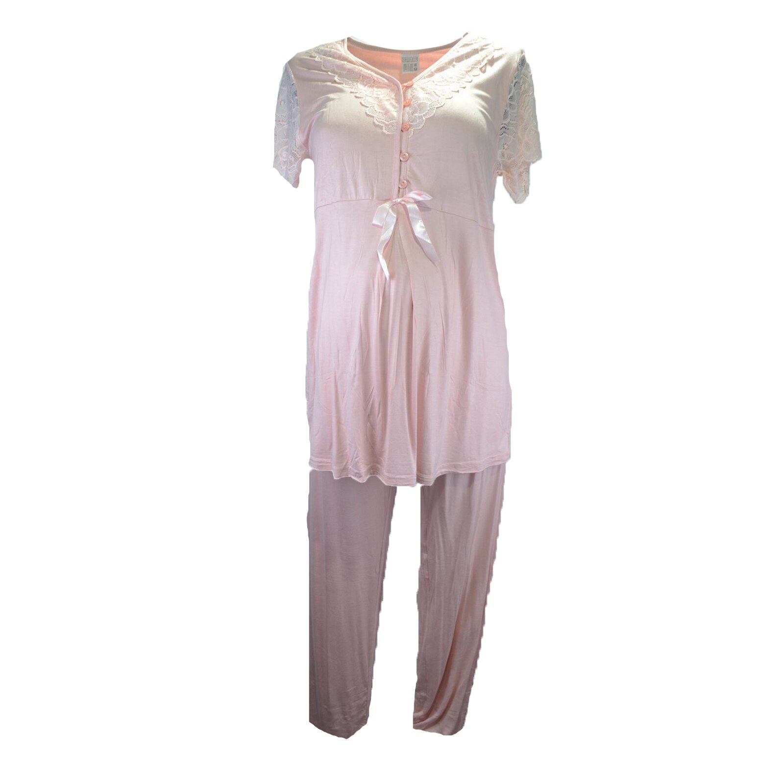 Pijama cu maneca scurta pentru gravide si alaptat Nicoletta 7340, Roz M