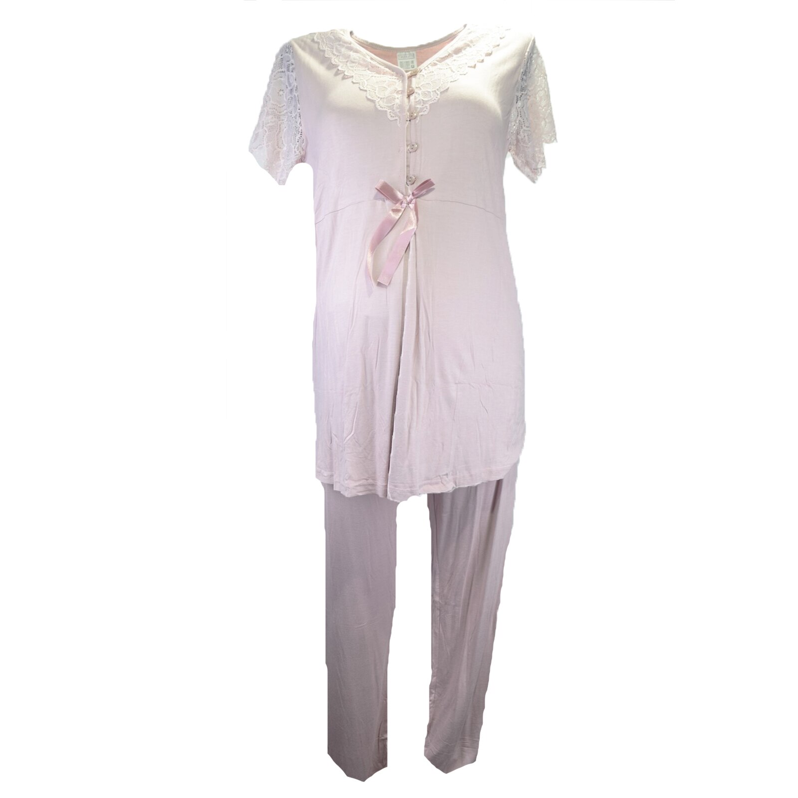 Pijama cu maneca scurta pentru gravide si alaptat Nicoletta 7340-1, Roz M