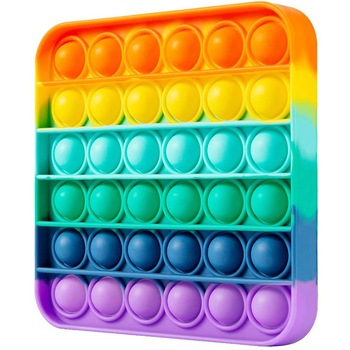 Jucarie Pop It Now, Bule Antistres, Interactive Smart Toy, Fidget, Push Pop Bubble, Happy Rainbow, Patrat, Multicolor Jucarie Pop It Now, Bule Antistres, Interactive Smart Toy, Fidget, Push Pop Bubble, Happy Rainbow, Patrat, Multicolor