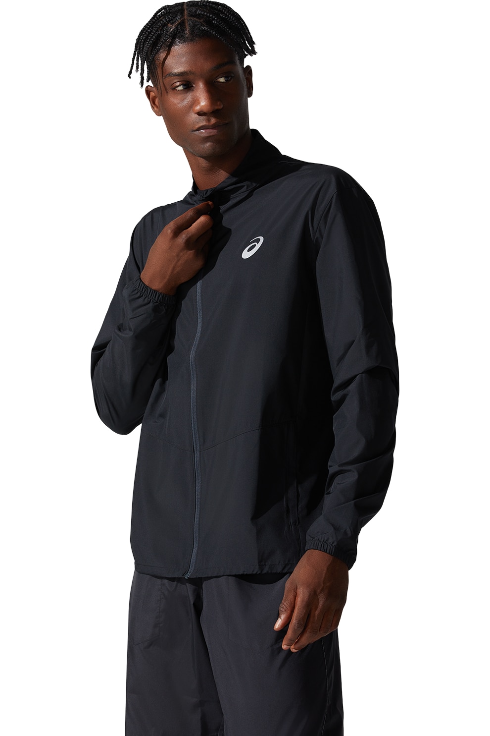 Asics, Jacheta cu fermoar pentru alergare Performance, Negru