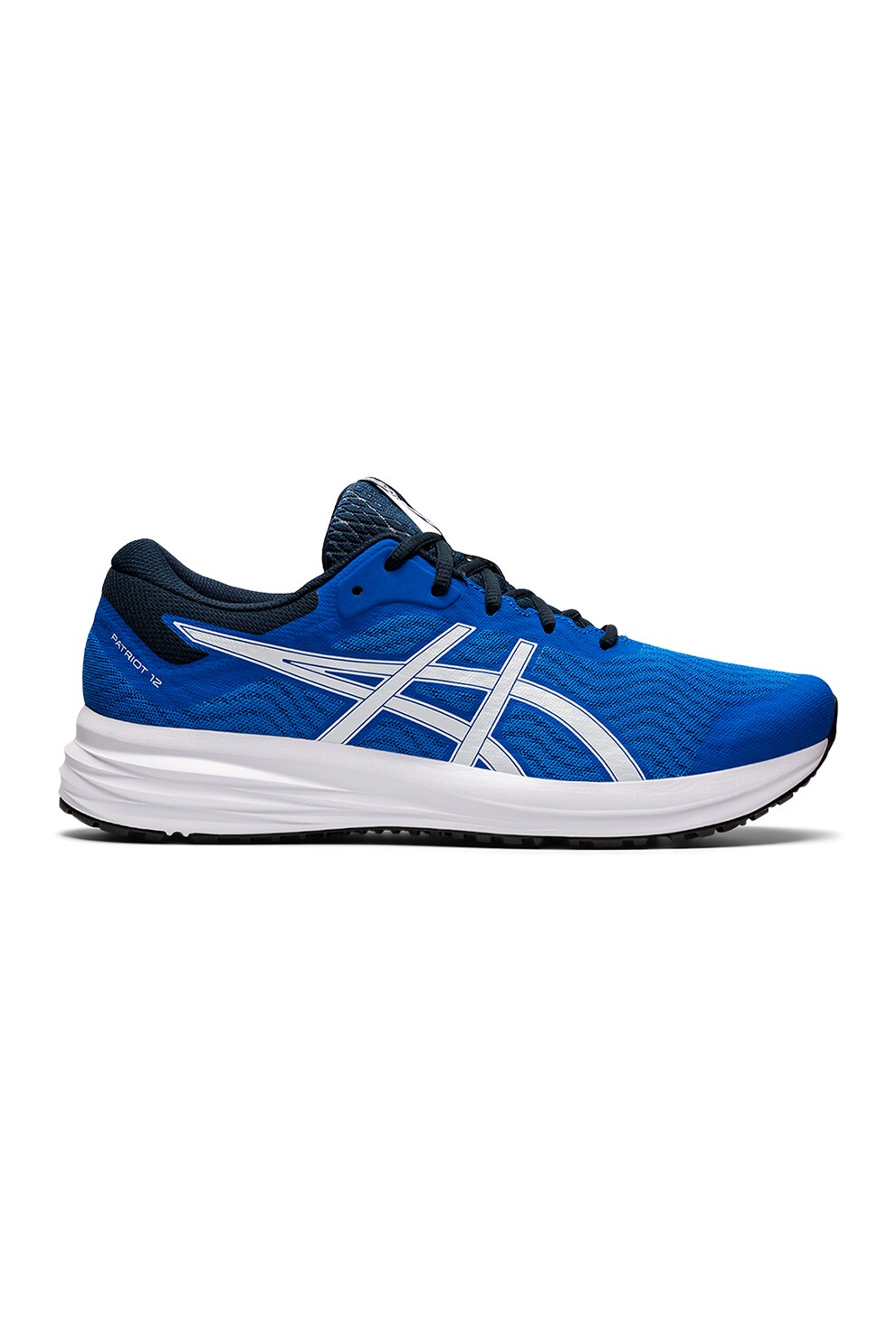 Asics, Pantofi cu insertii de plasa pentru alergare Patriot 12, Albastru royal/Alb