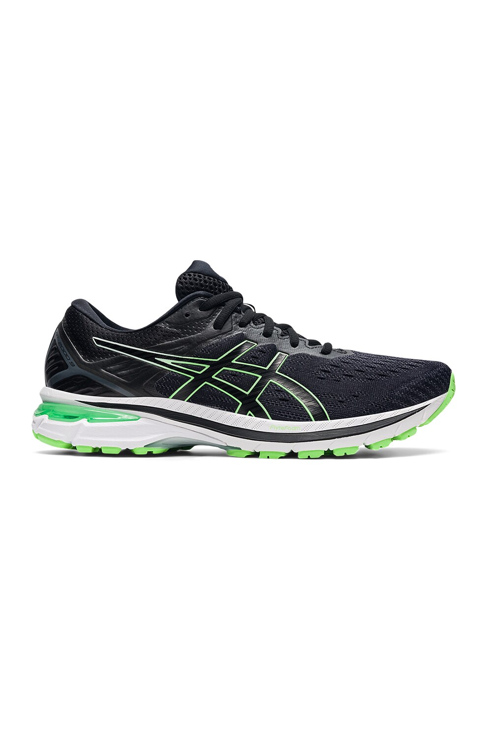 Asics, Pantofi cu insertii de plasa pentru alergare GT-2000, Negru/ Verde lime