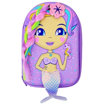 Penar cu sirena - mov, un compartiment, 24 cm Penar cu sirena - mov, un compartiment, 24 cm