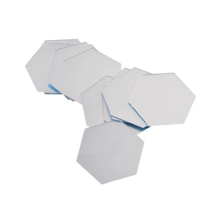 комплект от 12 декоративни акрилни кристални огледала, шестоъгълна форма, сребро, 160x138MM. Кралска търговия