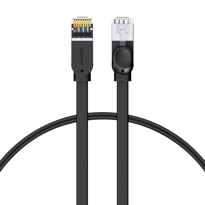 Мрежов кабел Baseus, Flat, Ethernet, Patchcord, Rj45, Cat6, 1000Mbps, 1m, черен