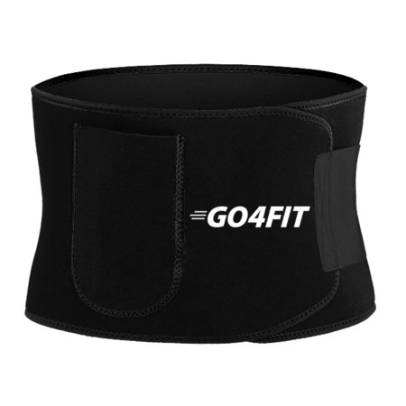 Centura de slabit, GO4FIT, pentru fitness, modelarea corpului, cu buzunar pentru telefon, culoarea neagra, marime L
