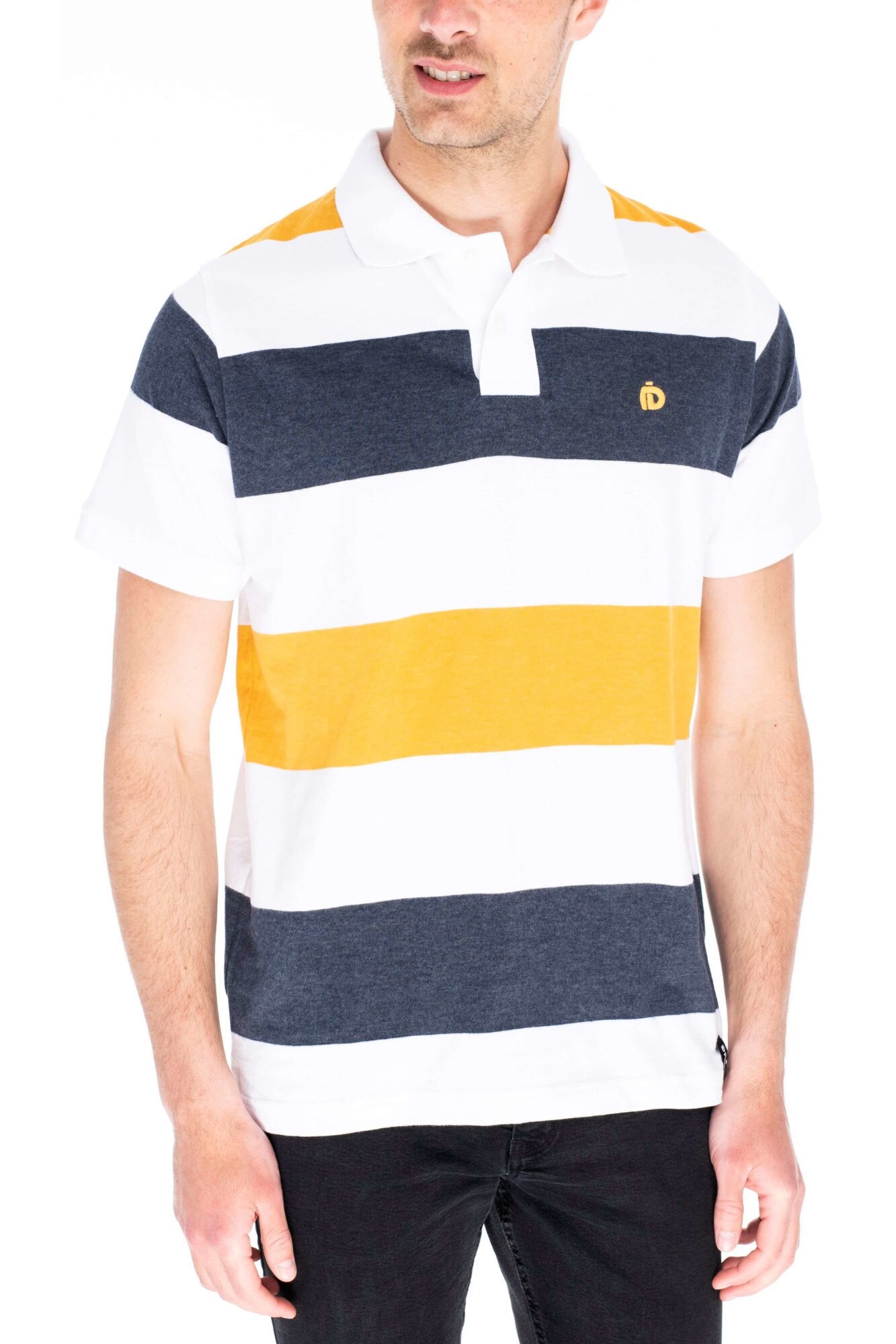 Tricou polo pentru barbati, Fundango Incognito stripe, Alb