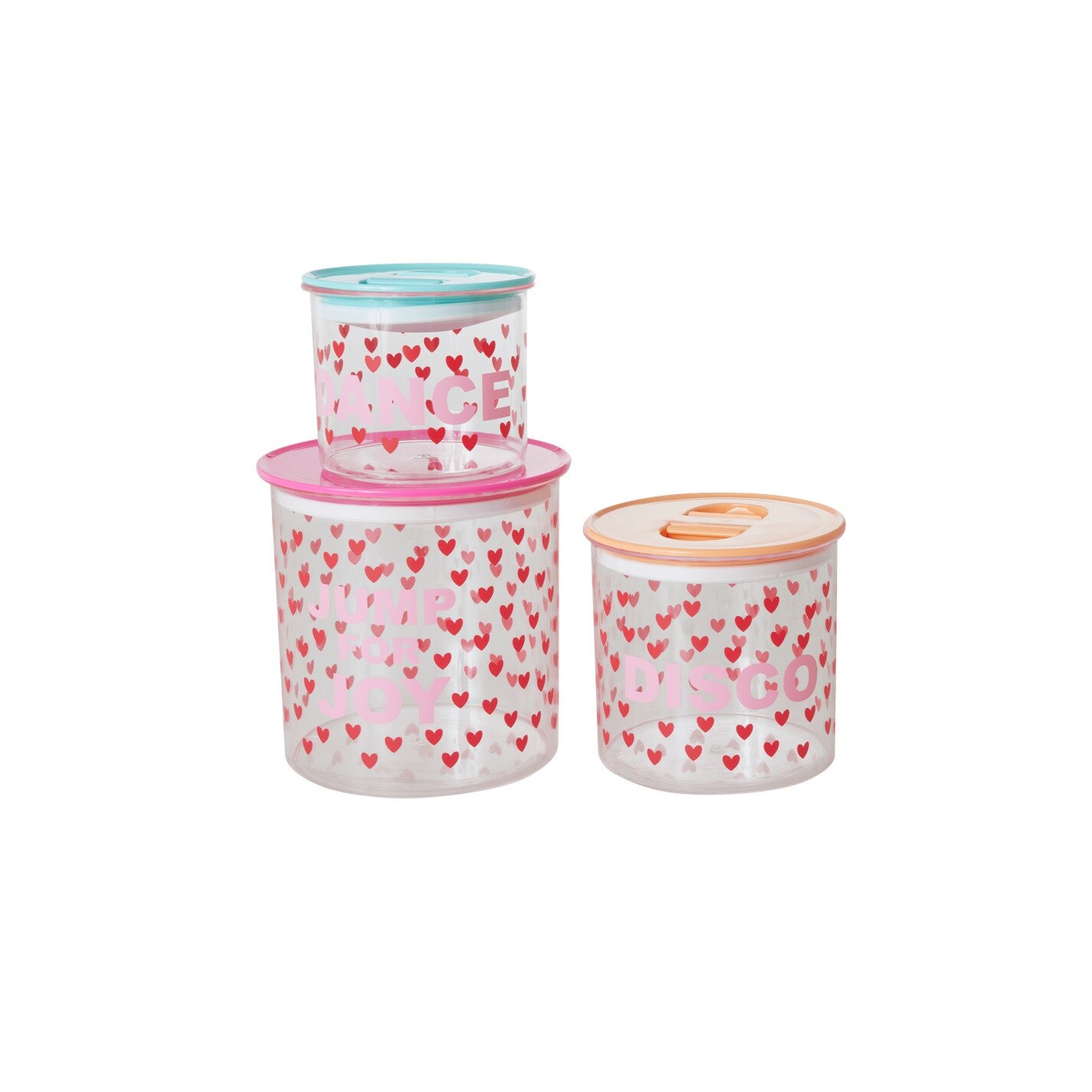 Set 3 cutii alimentare cu capat Rice, model inima, 15x15cm