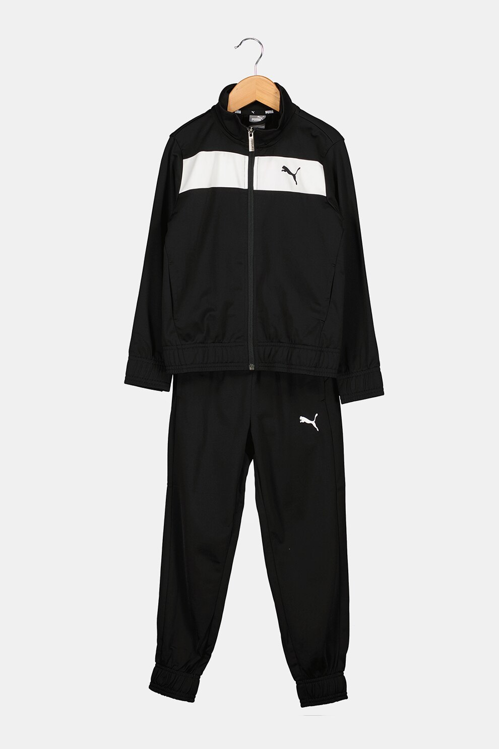 Puma, Trening cu fermoar si logo, Negru/Alb