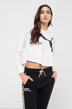 Puma, Hanorac relaxed fit cu tehnologie DryCell Modern Sport Cover Up, Alb/Negru Puma, Hanorac relaxed fit cu tehnologie DryCell Modern Sport Cover Up, Alb/Negru