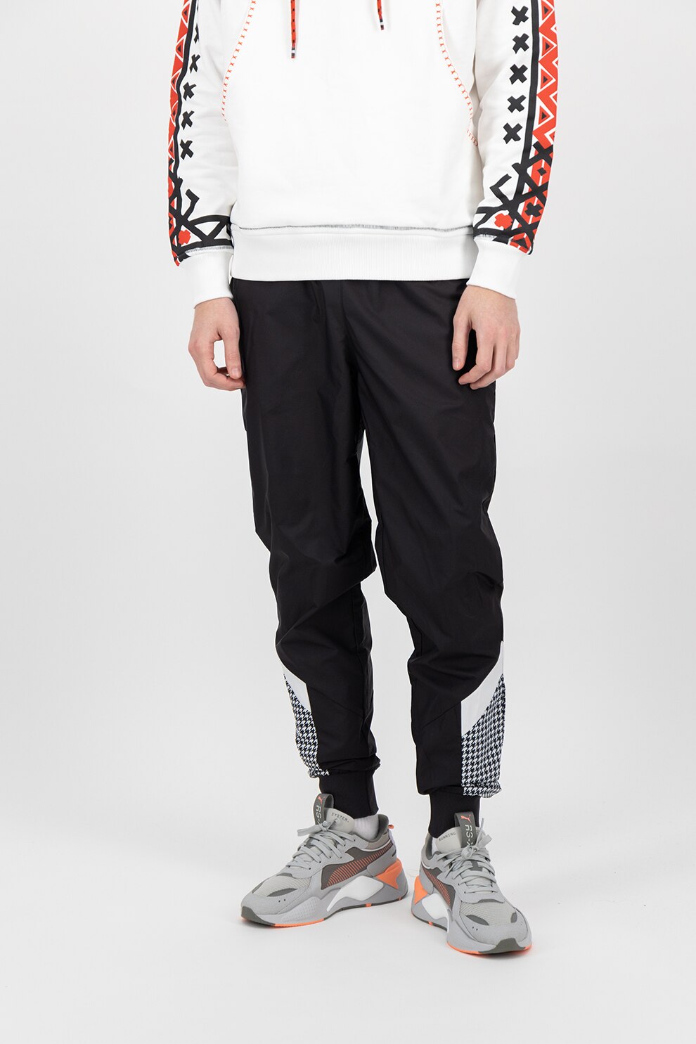 Puma, Pantaloni sport cu garnituri imprimate Trend, Negru