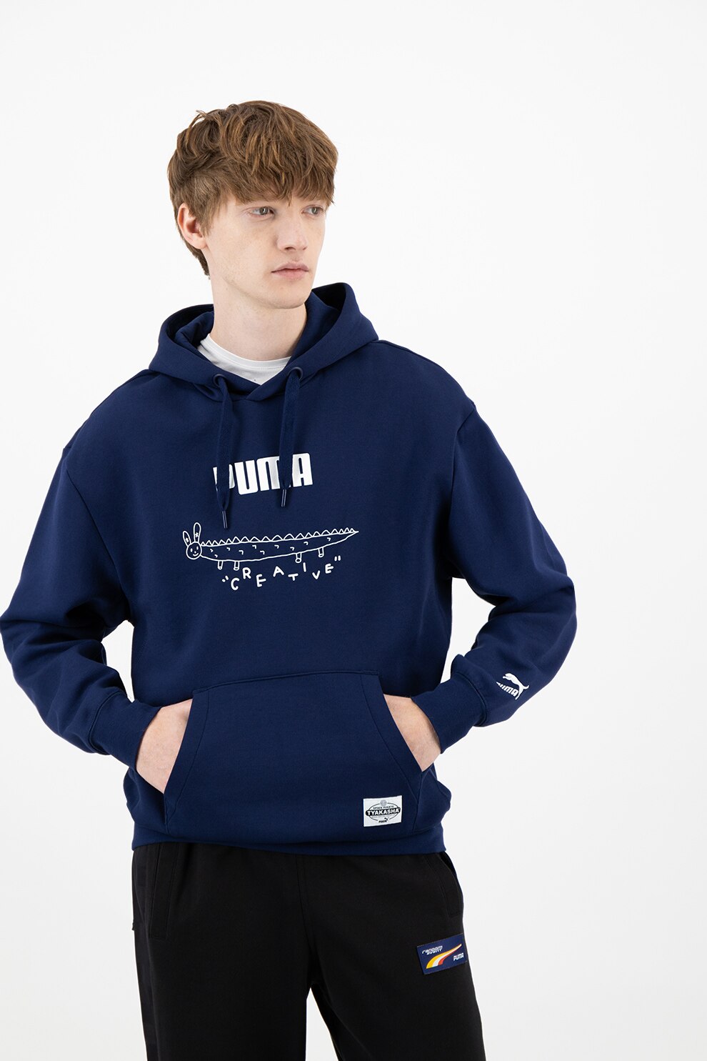 Puma, Hanorac cu logo si imprimeu grafic, Indigo