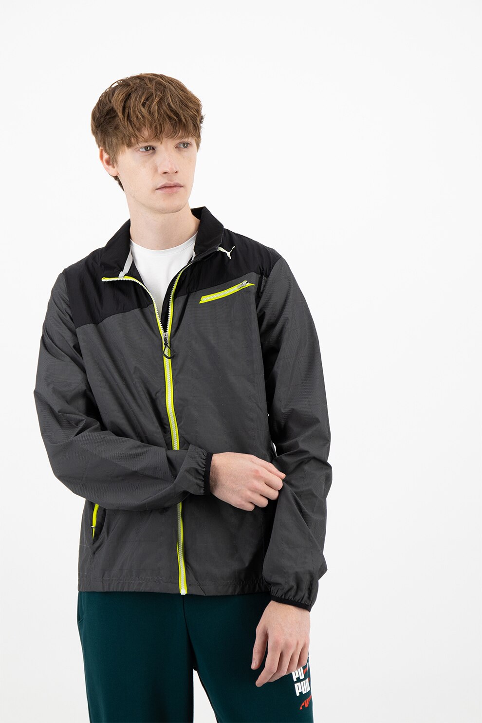 Puma, Jacheta cu logo, pentru alergare Nightcat, Gri inchis