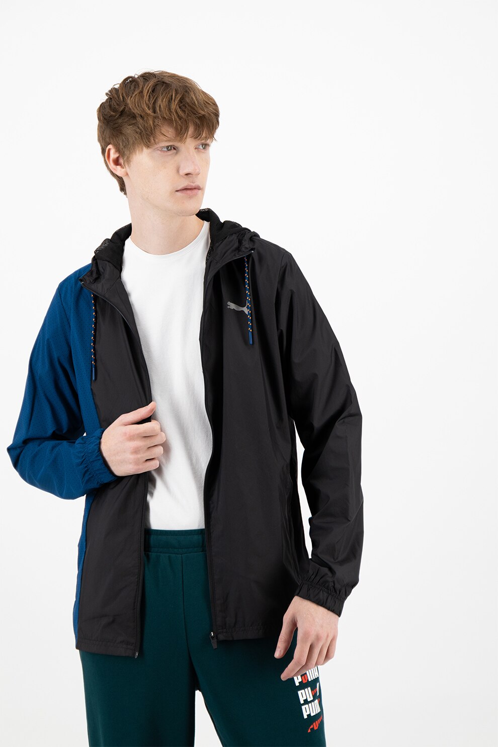 Puma, Jacheta cu fermoar, pentru fitness Collective, albastru petrol, negru