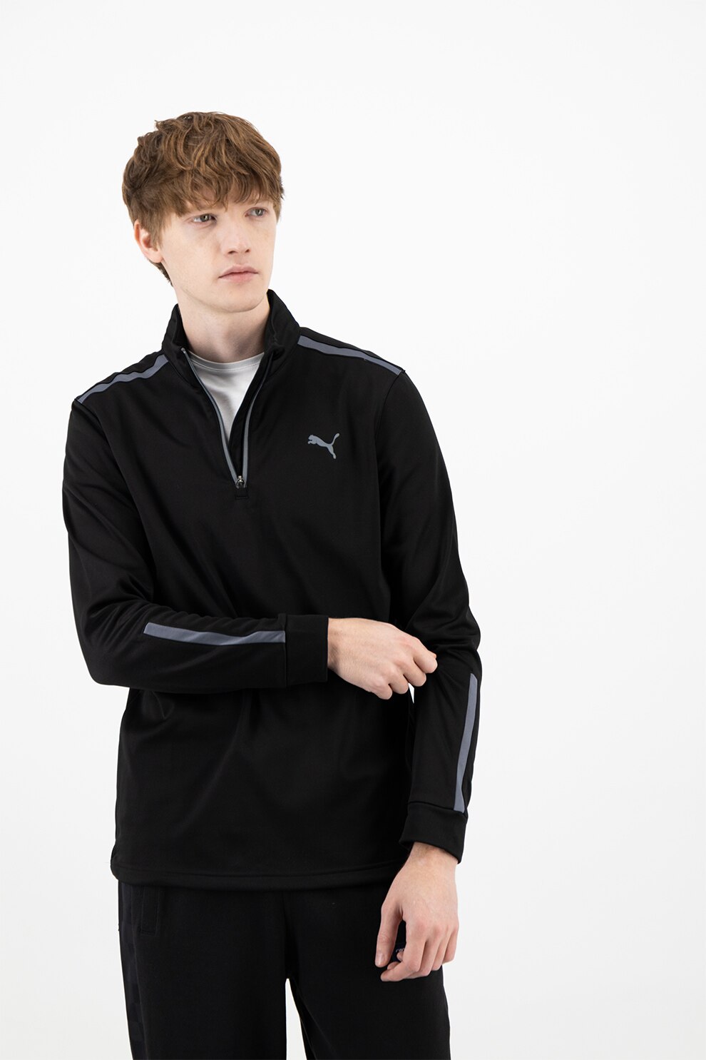 Puma, Bluza cu fenta cu fermoar pentru golf Midweight, Negru