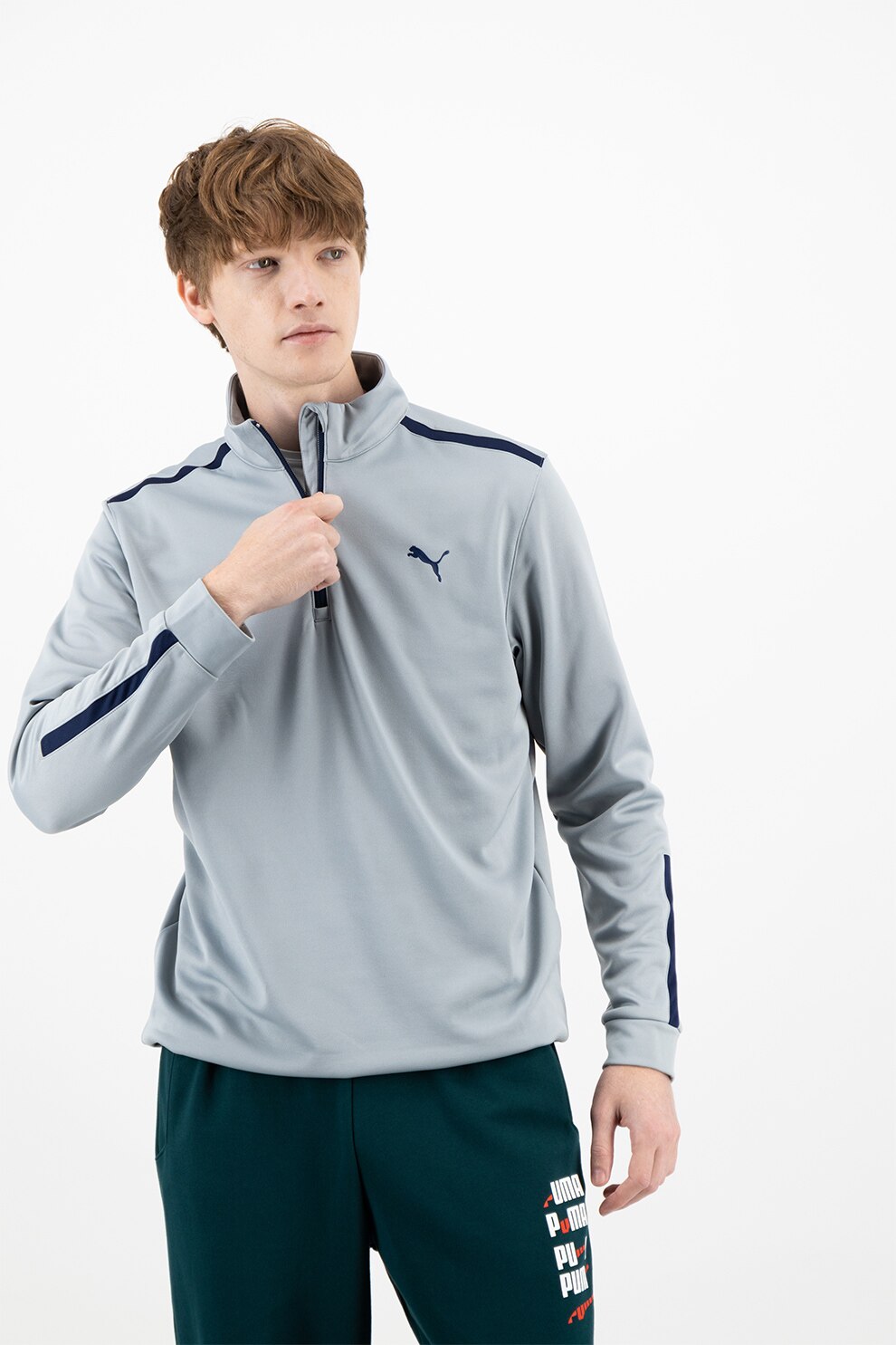 Puma, Bluza cu fenta cu fermoar pentru golf Midweight, Gri