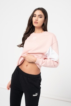 Puma, Bluza sport relaxed fit decolteu la baza gatului Rebel, Roz Puma, Bluza sport relaxed fit decolteu la baza gatului Rebel, Roz