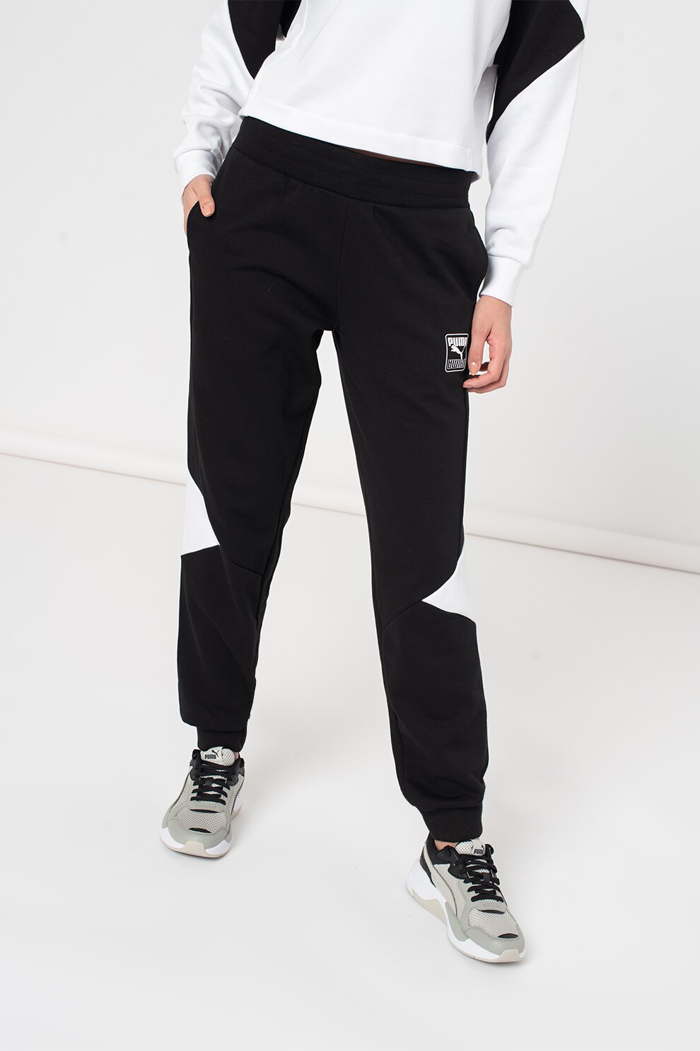 Puma, Pantaloni sport cu talie elastica Rebel, Negru, L