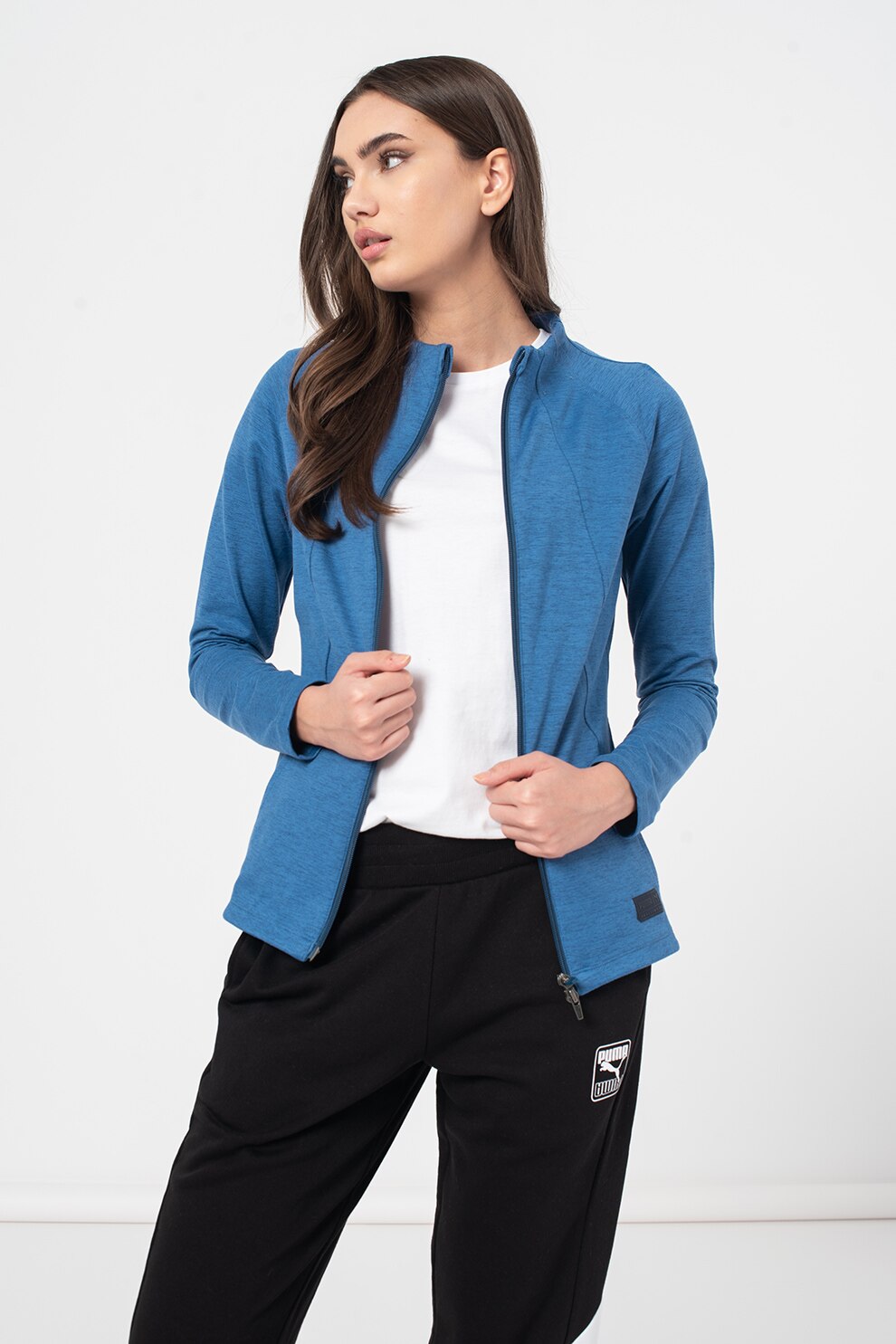 Puma, Bluza sport cu fermoar, pentru golf Cloudspun Warm Up, Albastru