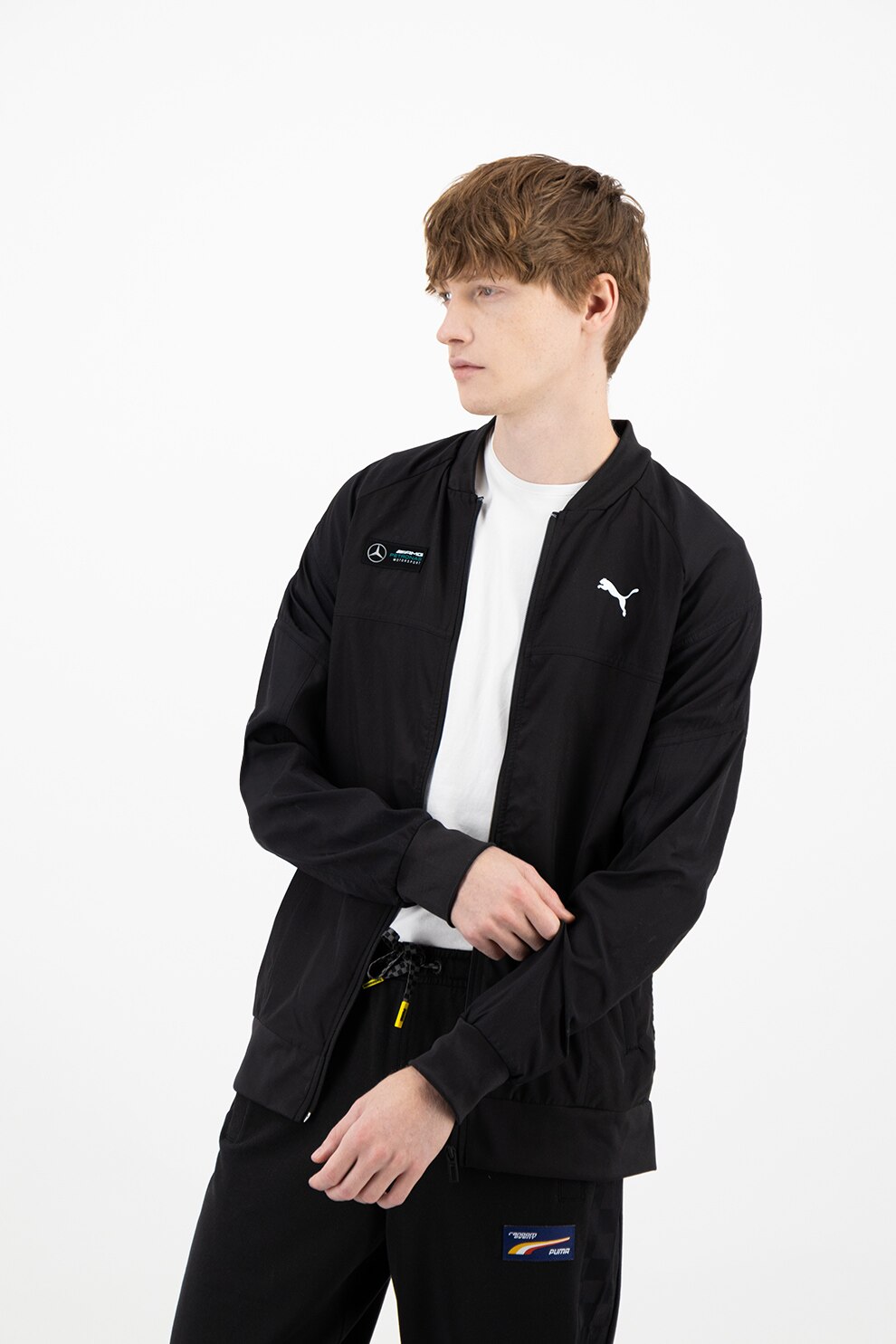 Puma, Jacheta usora cu fermoar si detalii logo, Negru