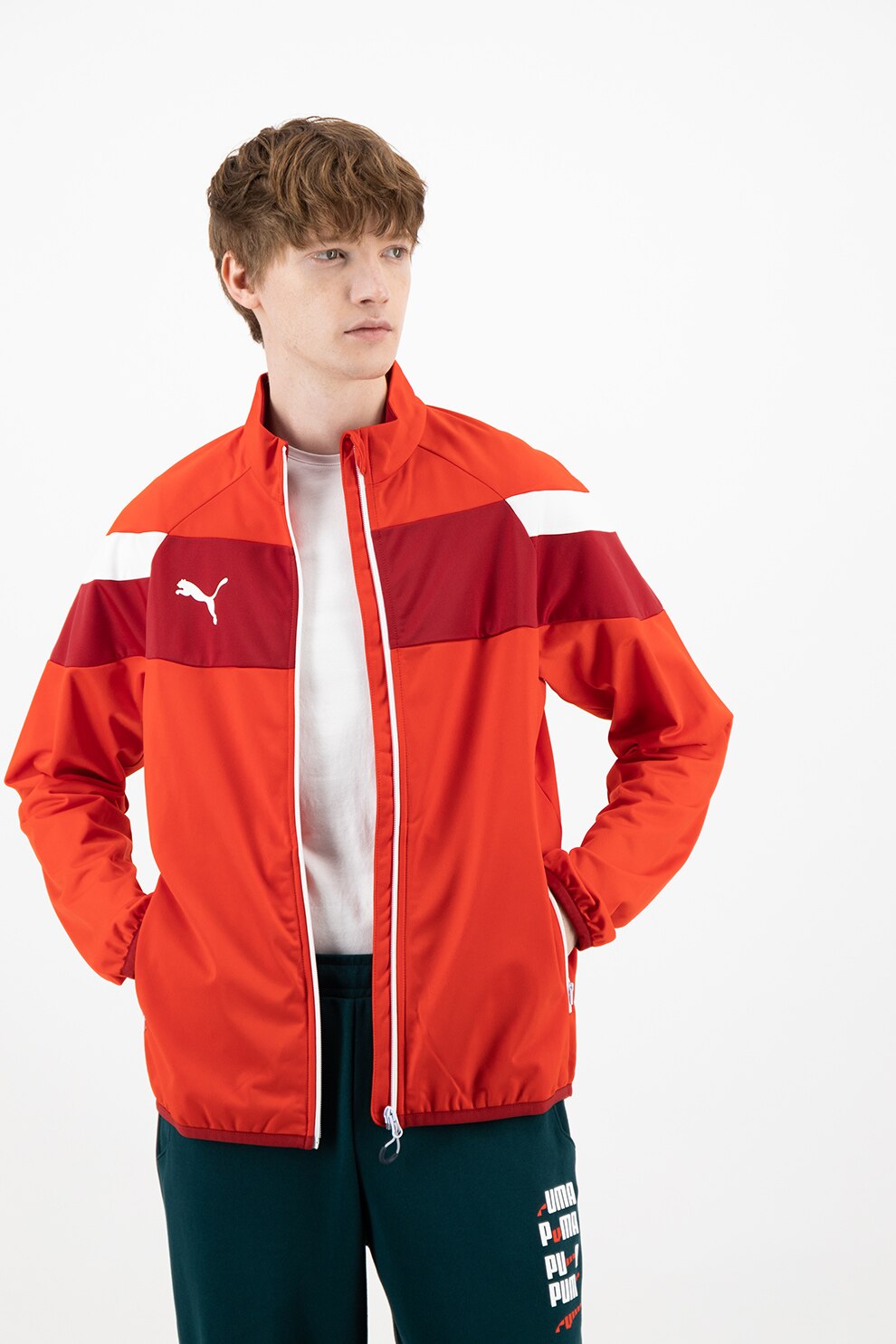 Puma, Jacheta cu fermoar si buzunare laterale, Rosu, M