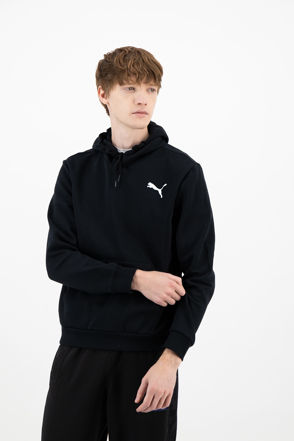 Puma, Hanorac cu snur si buzunar kangaroo, Negru, L