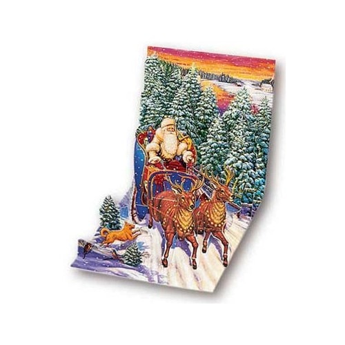 Felicitare 3D pentru iarna-Mos Craciun plimbandu-se cu sania