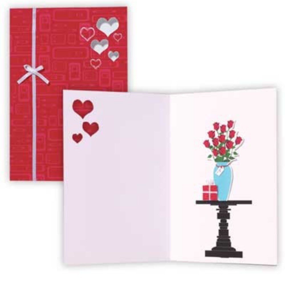 Felicitare 3D Trespanache-Vaza cu trandafiri