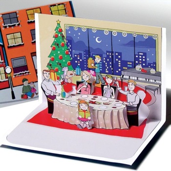 Felicitare 3D stil Origami Seara de Craciun Felicitare 3D stil Origami Seara de Craciun