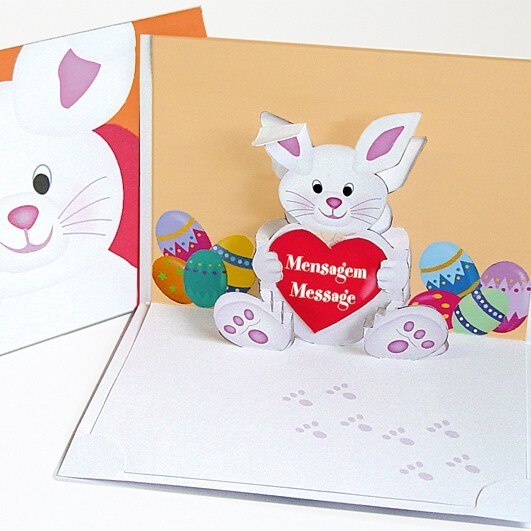 Felicitare 3D stil Origami-Iepuras