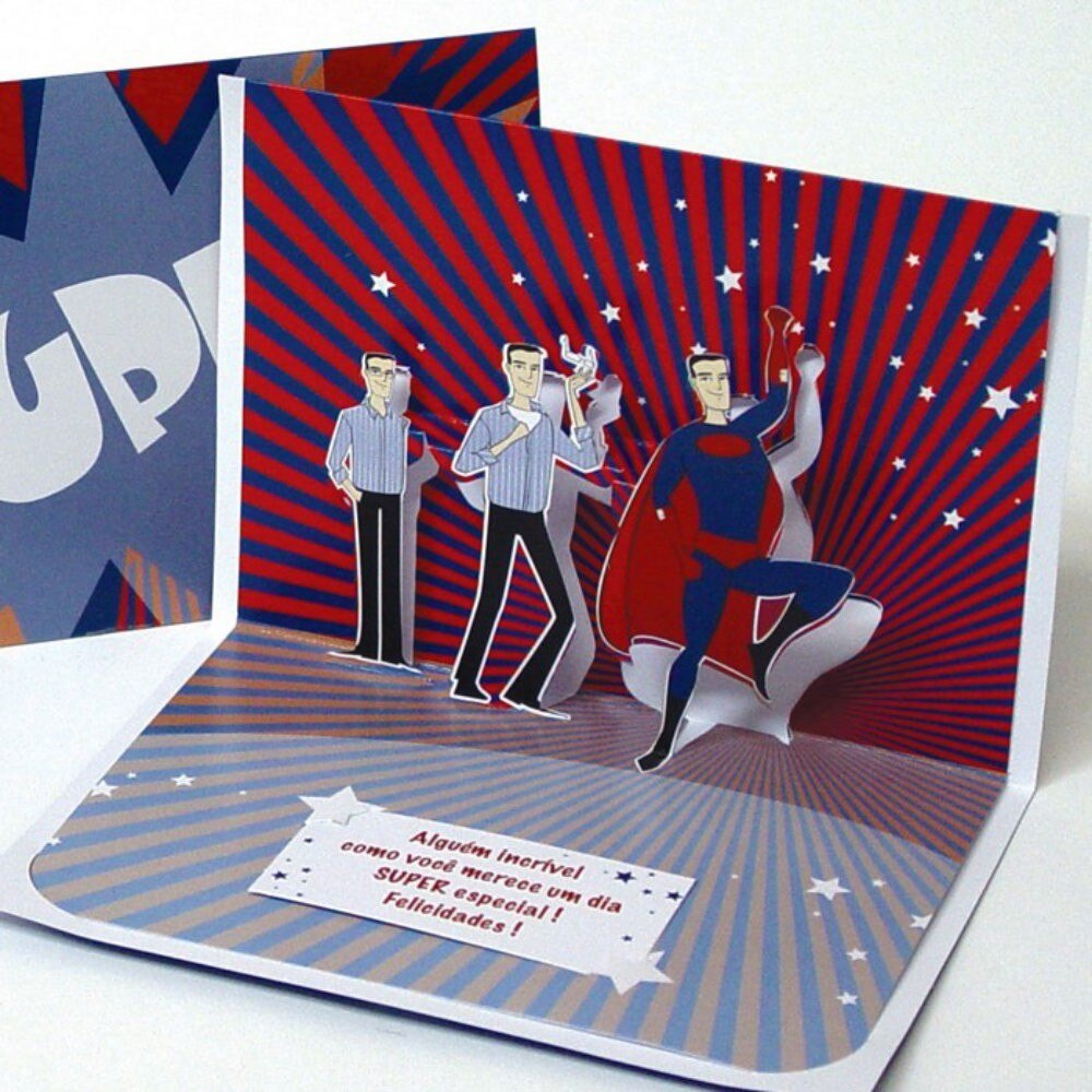Felicitare 3D stil Origami-Superman