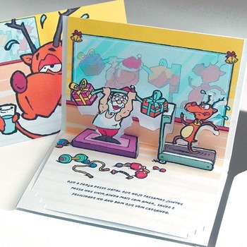 Felicitare 3D stil Origami-Mos Craciun la sala de forta Felicitare 3D stil Origami-Mos Craciun la sala de forta