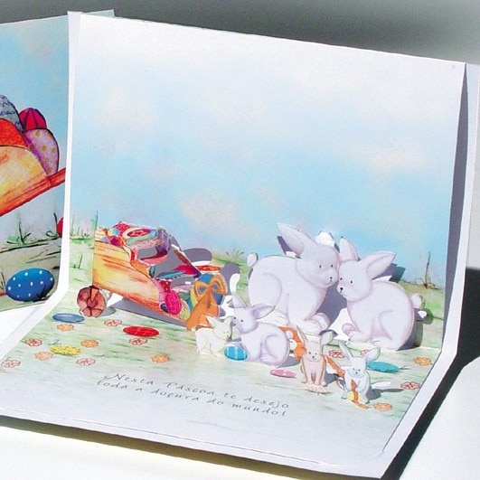 Felicitare 3D stil Origami-Iepurasi