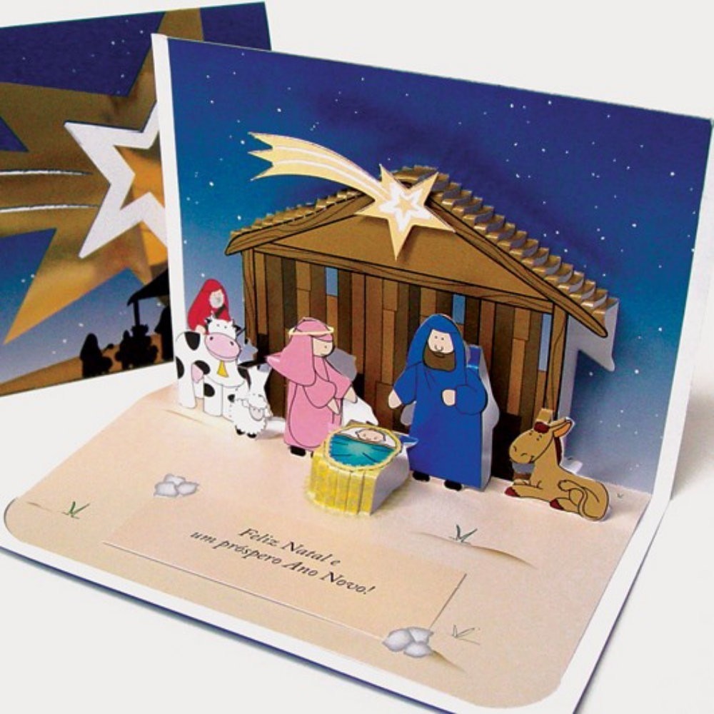 Felicitare 3D stil Origami-Nasterea Domnului