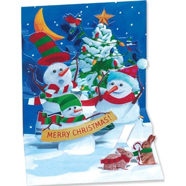 Minifelicitare 3D Craciun-Oameni de zapada