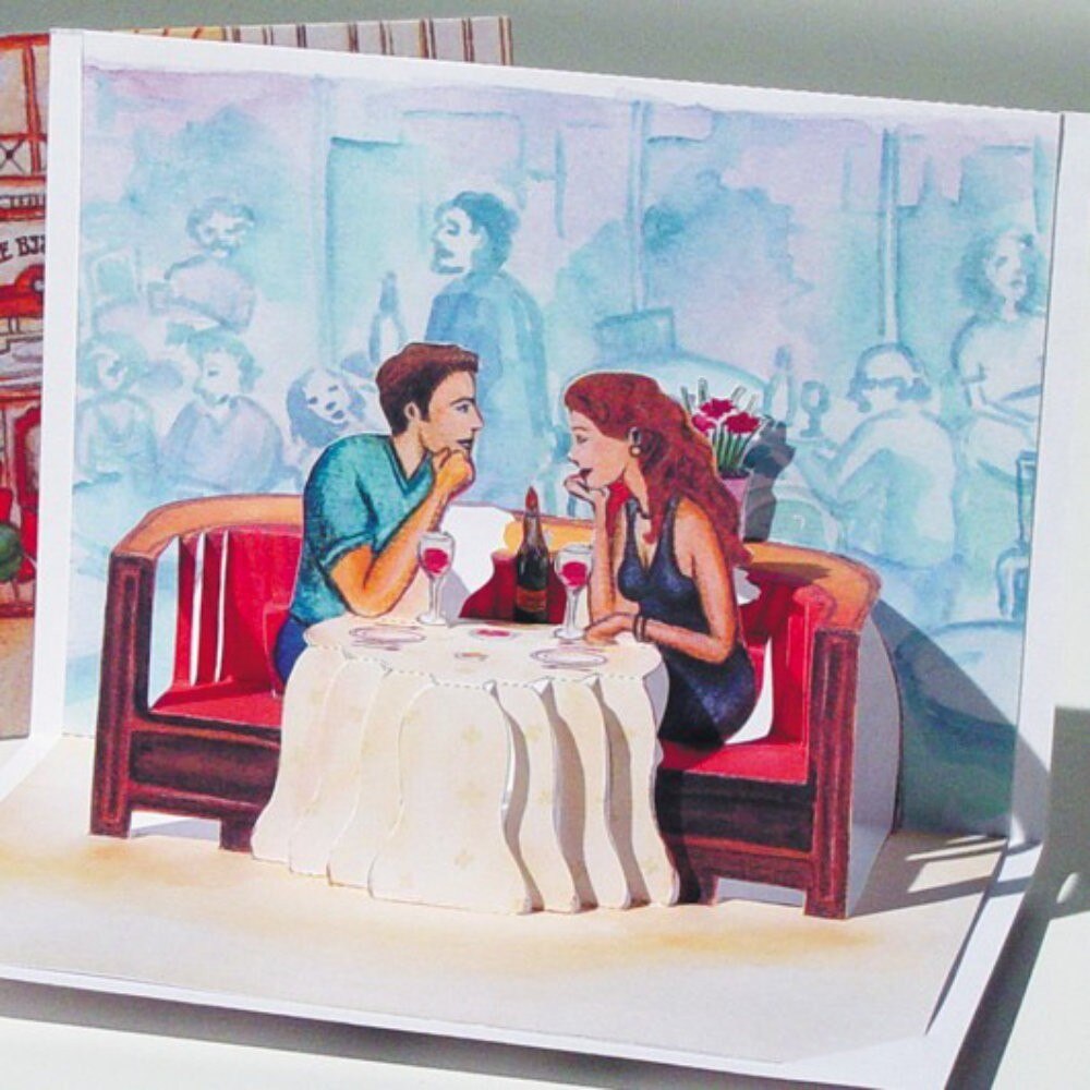 Felicitare 3D stil Origami-La restaurant