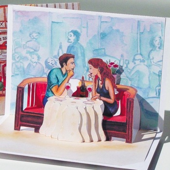 Felicitare 3D stil Origami-La restaurant Felicitare 3D stil Origami-La restaurant